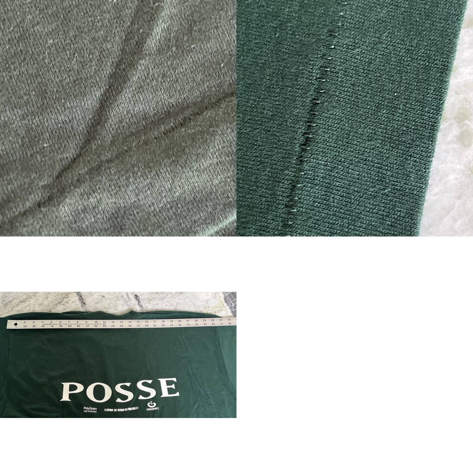 Fruit Of The Loom VINTAGE POSSE 1993 Video Warehouse Promo T shirt Men 3XL Green Cotton Short Sleeve Graphic Tee US Fan Merchandise Mens Size US XXL / EU 58 / 5 - 8 Thumbnail