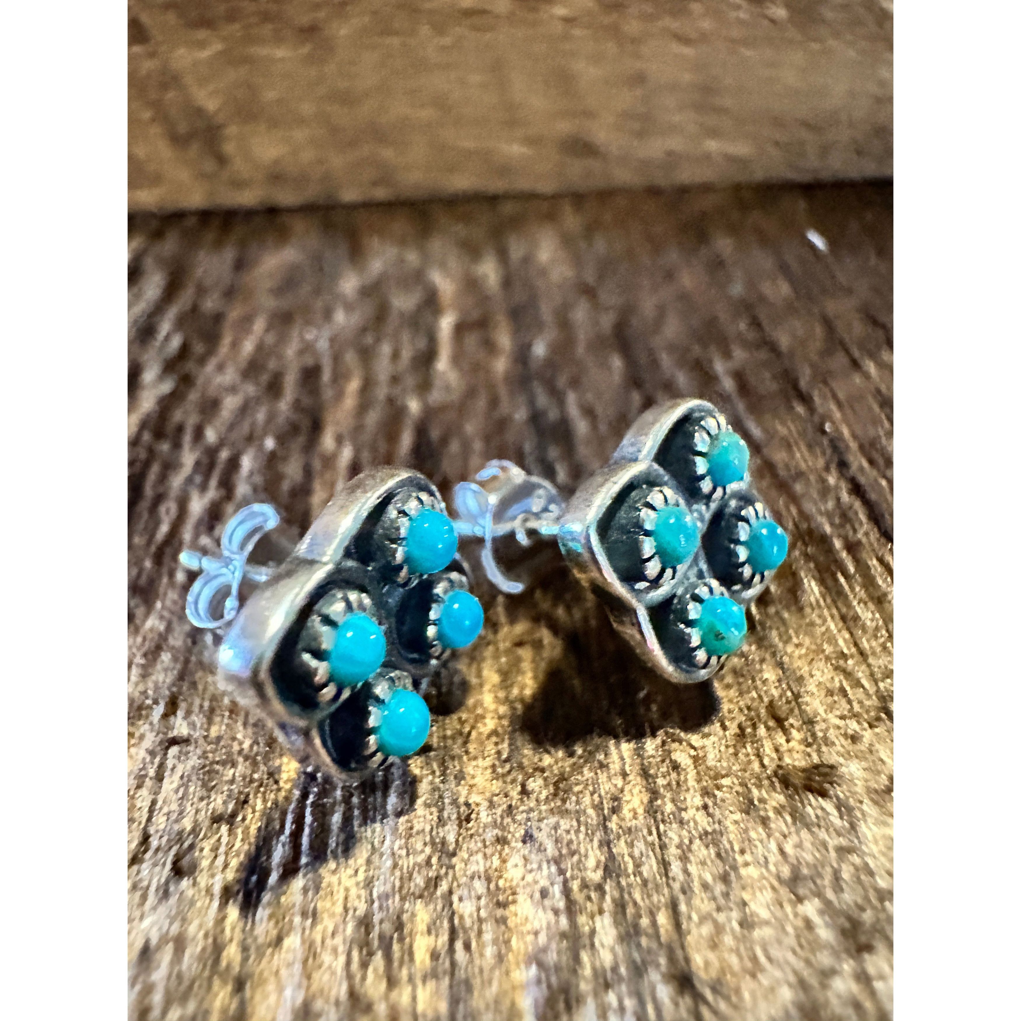 Other Navajo Lucia Turquoise Sterling Silver Stud Earrings - Handc Size ONE SIZE - 7 Thumbnail