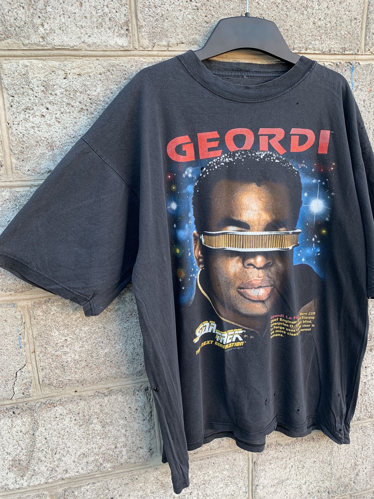 Band Tees × Vintage Star Trek Geordi Tee T Shirt 1995 Vintage Movie Size US XL / EU 56 / 4 - 2 Thumbnail
