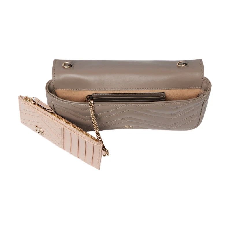 GUCCI GG Marmont Small Taupe Chevron Shoulder Bag