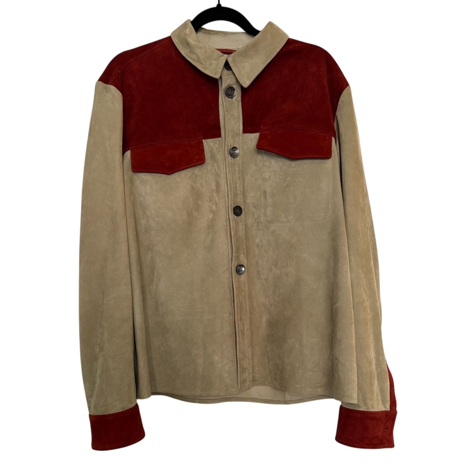 Salvatore Ferragamo Ferragamo Lamb Leather Red and Beige Pattern Jacket SS20 Size US M / EU 48-50 / 2 - 1 Thumbnail