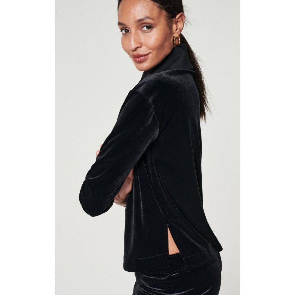 Spanx Plush Velvet Half Zip Top Relaxed Fit Ribbed collar & Cuff Size S / US 4 / IT 40 - 6 Thumbnail