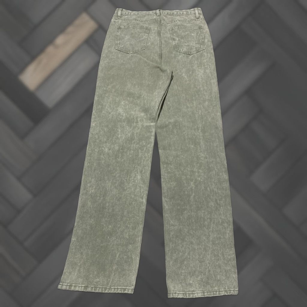 PrettyLittleThing PrettyLittleThing Jeans Womens US 8 Tall Green Straight Leg Denim 5-Pocket Split Hem Size 30" / US 8 / IT 44 - 1 Thumbnail