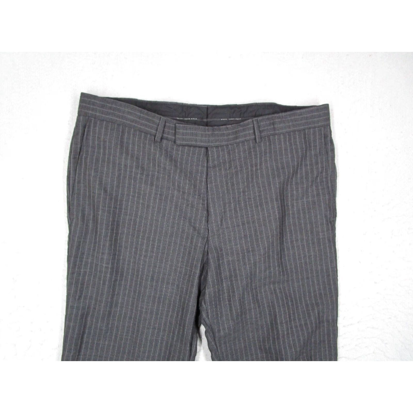 Vintage Hugo Boss Gray Pinstripe Wool Dress Pants Mens 38 Regular Straight Leg Size US 38 / EU 54 - 2 Thumbnail