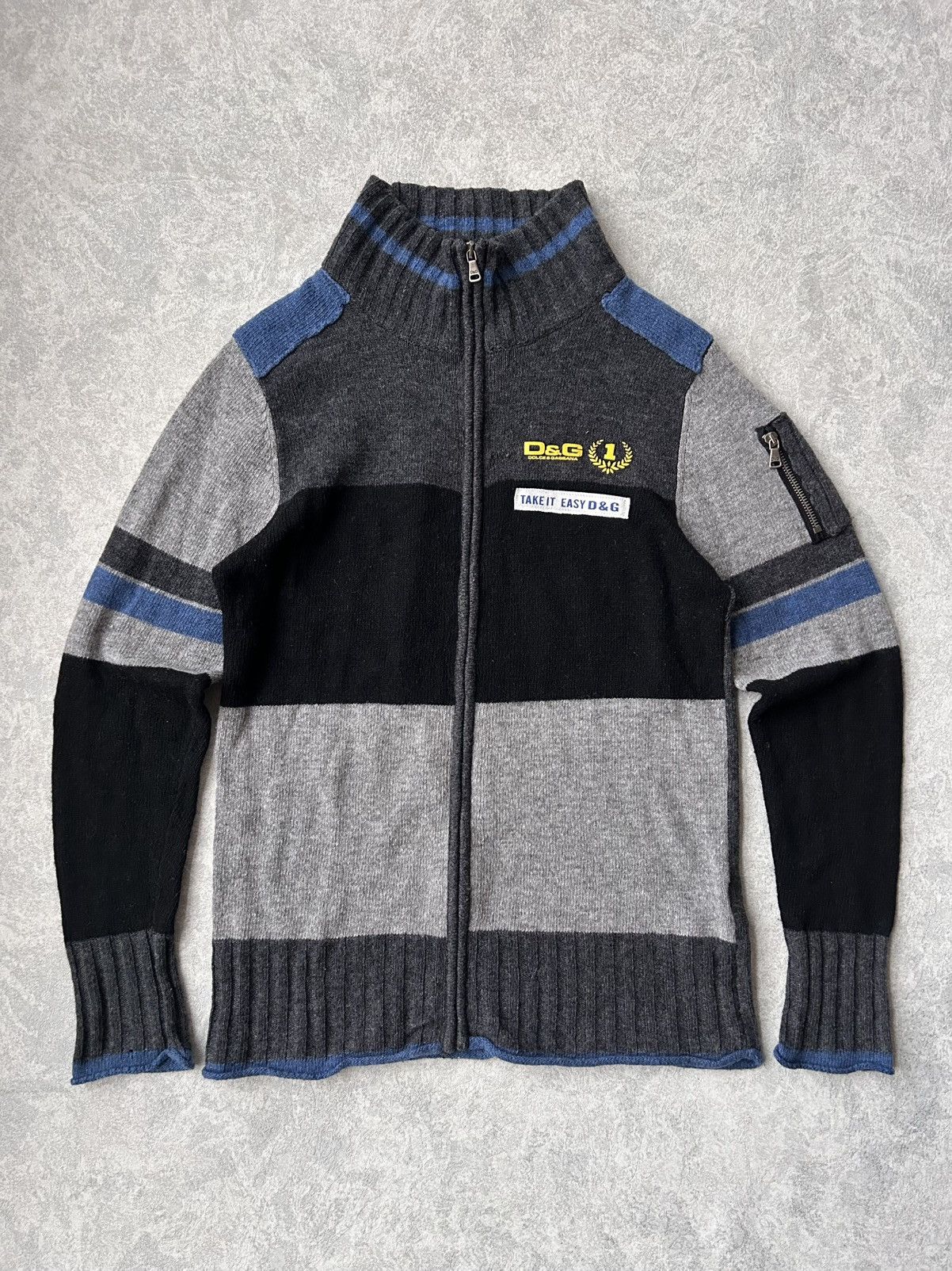 Dolce & Gabbana Y2K Dolce Gabbana Take a Challenge Zip Up Wool Sweater Size US M / EU 48-50 / 2 - 2 Thumbnail