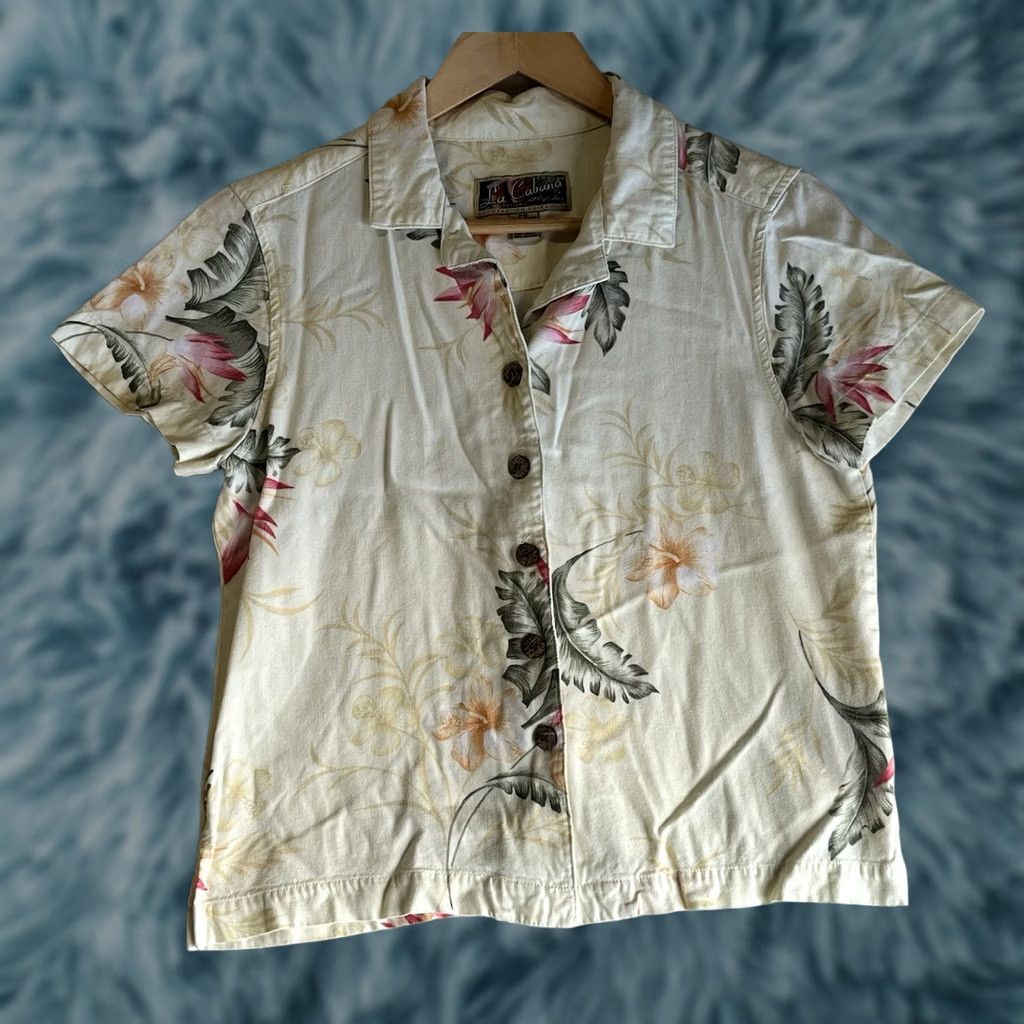 Vintage La Cabana Shirt Hawaiian Floral Women’s Short Sleeve PS Button-Up Linen? Size S / US 4 / IT 40 - 1 Thumbnail