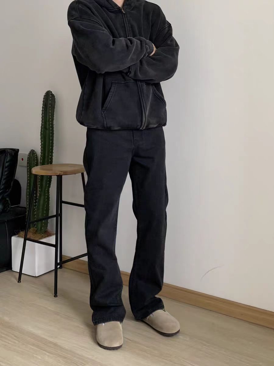 Vintage Washed and Aged Micro Flared Black Jeans