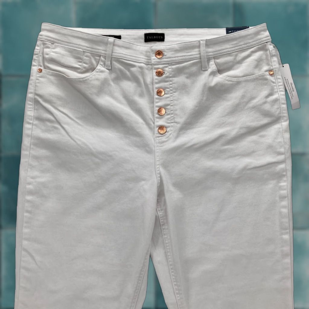 Talbots Talbots Jeans Women's Plus 18 Demi Boot Ankle White Stretch Denim Button Fly NWT Size 40" / US 18 - 1 Thumbnail