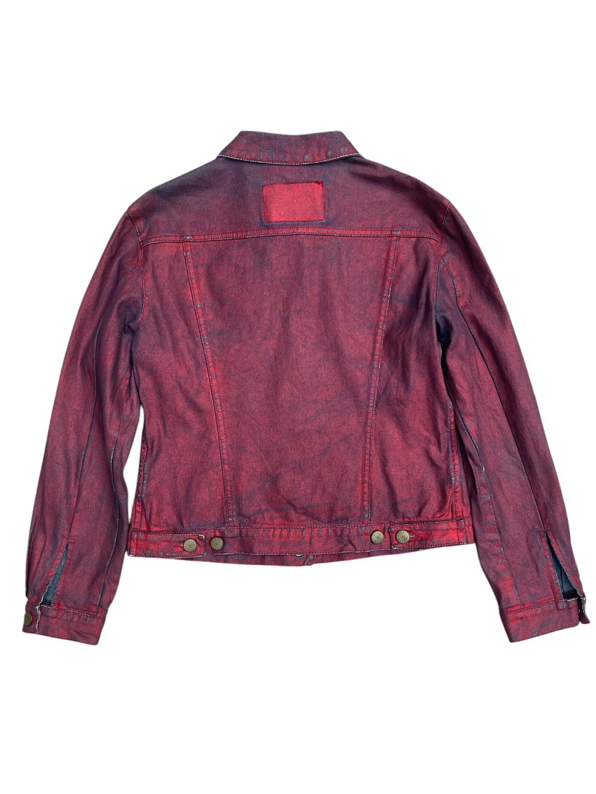 Other MAX&Co. Red Denim Jacket Distressed Finish Rugged Charm Size S / US 4 / IT 40 - 2 Thumbnail
