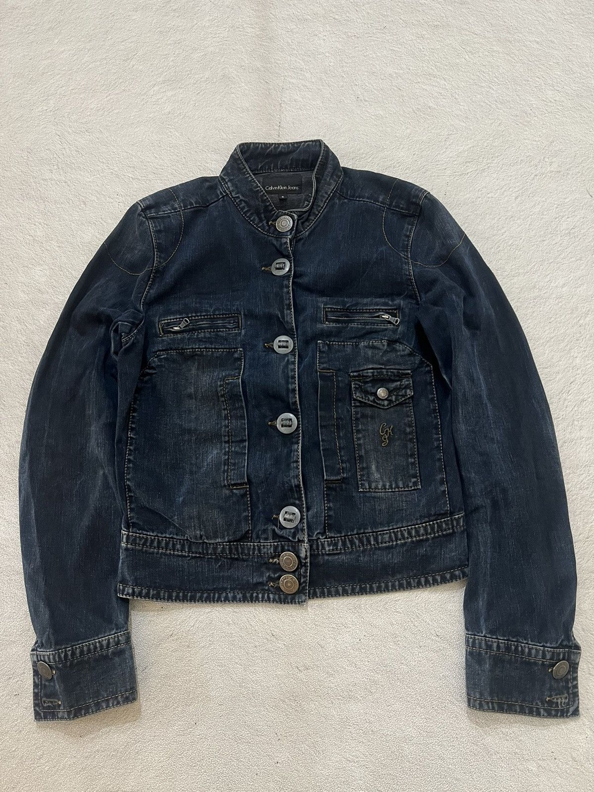 Helmut Lang 2000s Calvin Klein Jeans Wash Napoleon Trucker y2k Lgb Ifsix Size US S / EU 44-46 / 1 - 1 Thumbnail