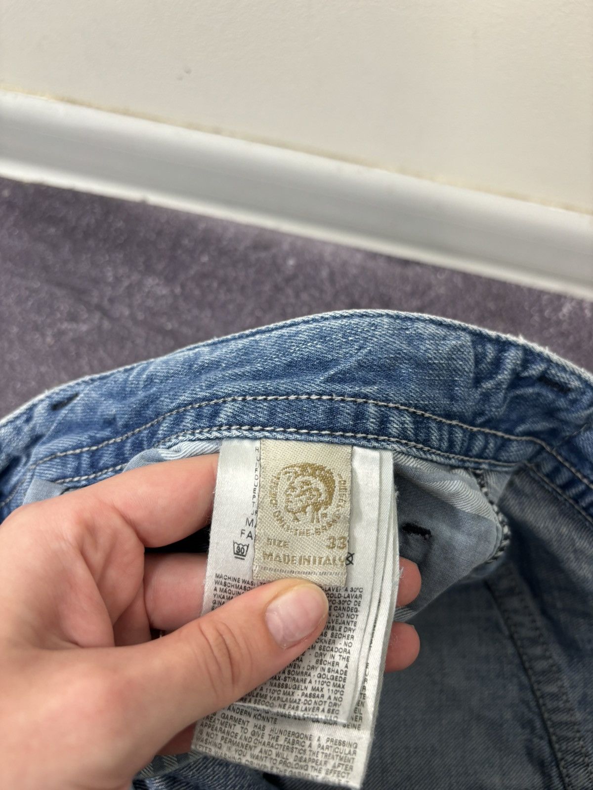 Diesel Vintage Diesel Thavar Y2K Faded Blue Ripped Slim Denim Jeans Size US 33 - 10 Thumbnail