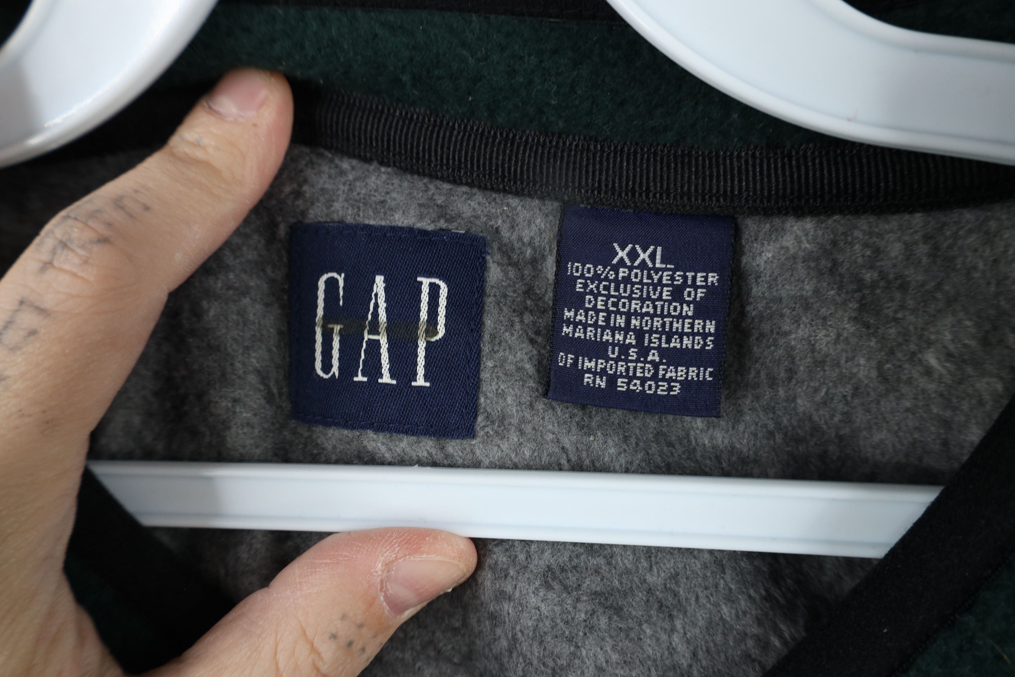 Gap × Vintage Vintage 90s Gap Blank Thick Fleece V-Neck Sweater Green Size US XXL / EU 58 / 5 - 7 Thumbnail