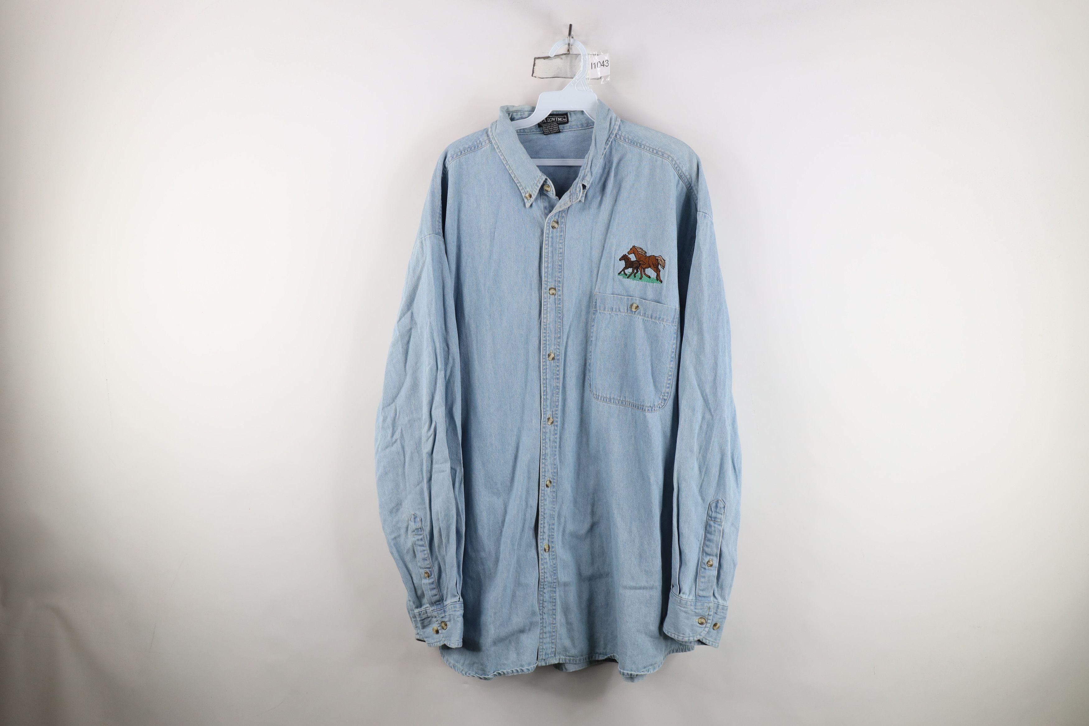 Vintage Vintage 90s Streetwear Equestrian Denim Button Down Shirt Size US XXL / EU 58 / 5 - 1 Thumbnail