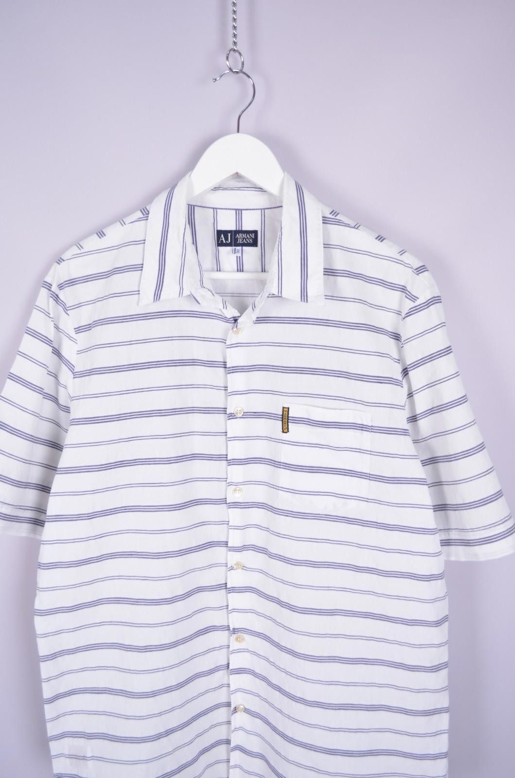 Designer Armani Jeans Mens Striped White Shirt Linen Cotton Size XXL Size US XXL / EU 58 / 5 - 2 Thumbnail