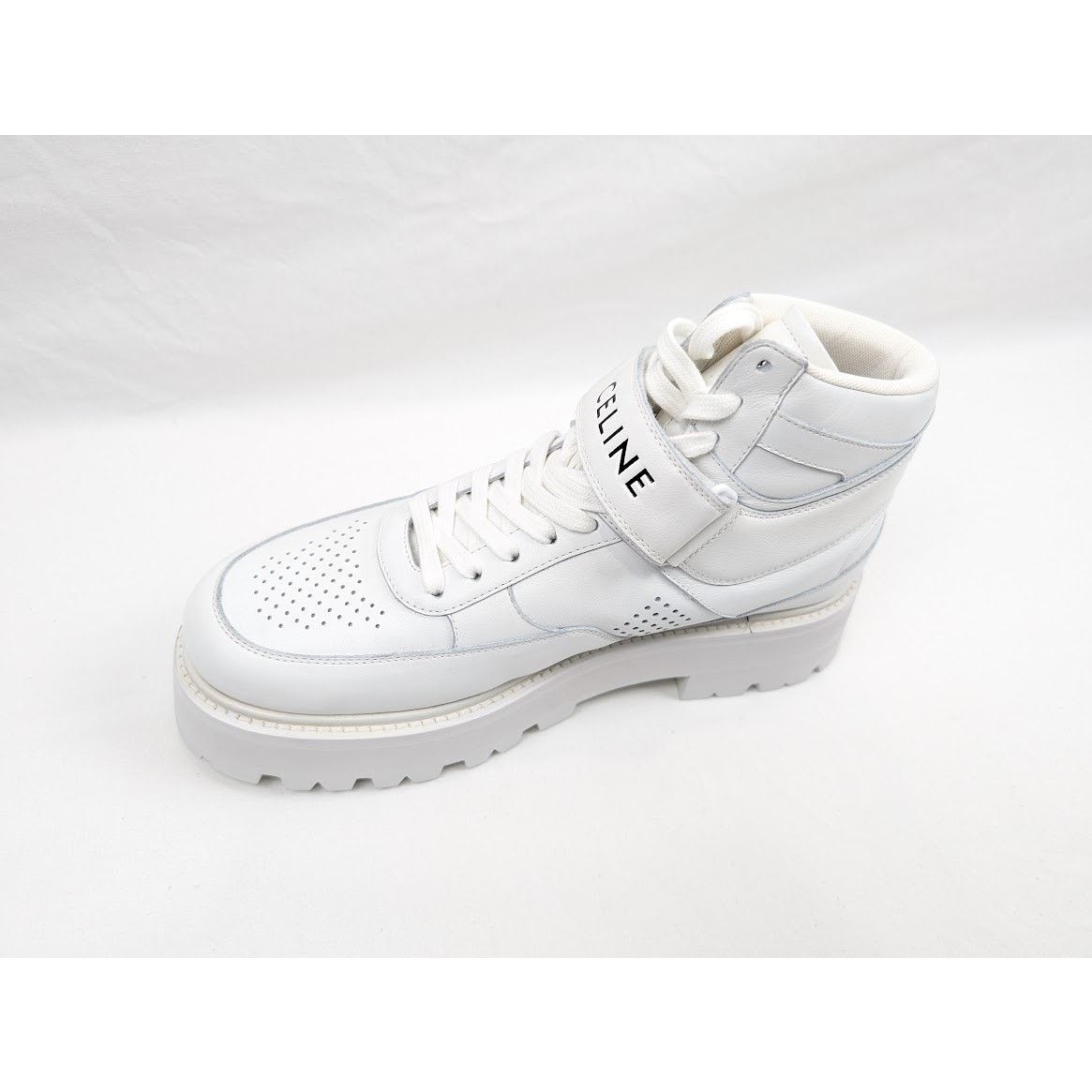 Celine o1rshd1 Calfskin High Sneaker W/ Scratch in Optic White Size US 11 / EU 44 - 11 Thumbnail