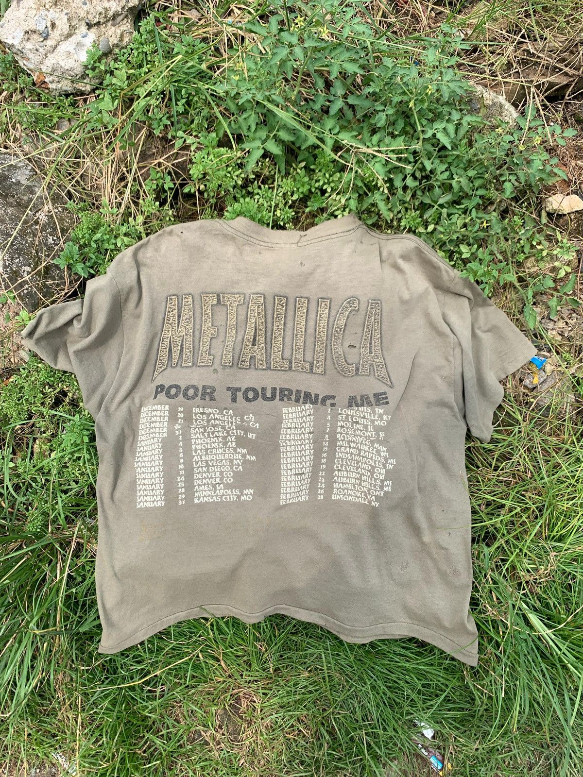 🔥Vintage Metallica “Poor Touring Me” 1996/97 Tour Tee Trash