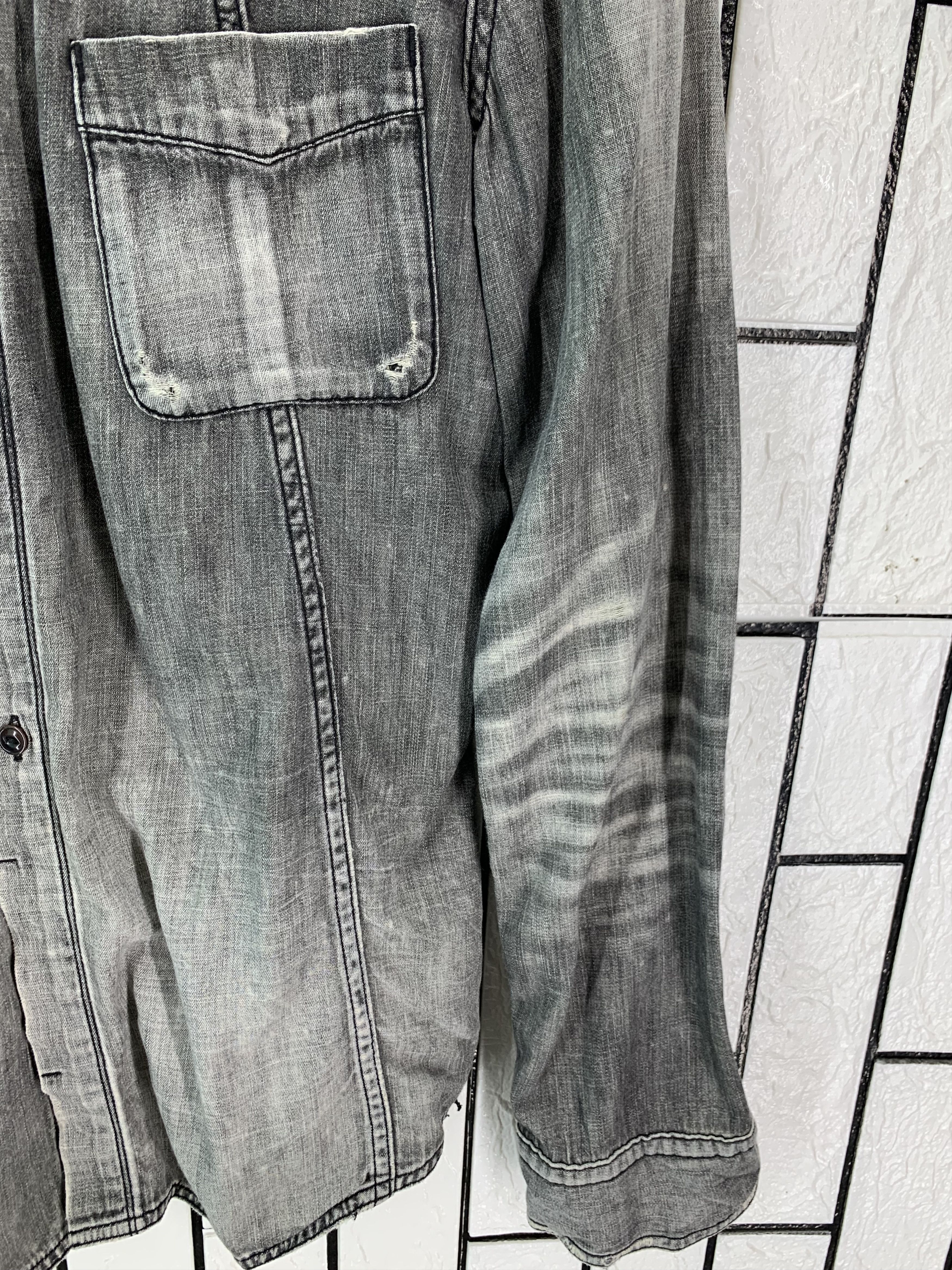 Japanese Brand Rico Distressed Denim Shirt Button Size US S / EU 44-46 / 1 - 2 Thumbnail