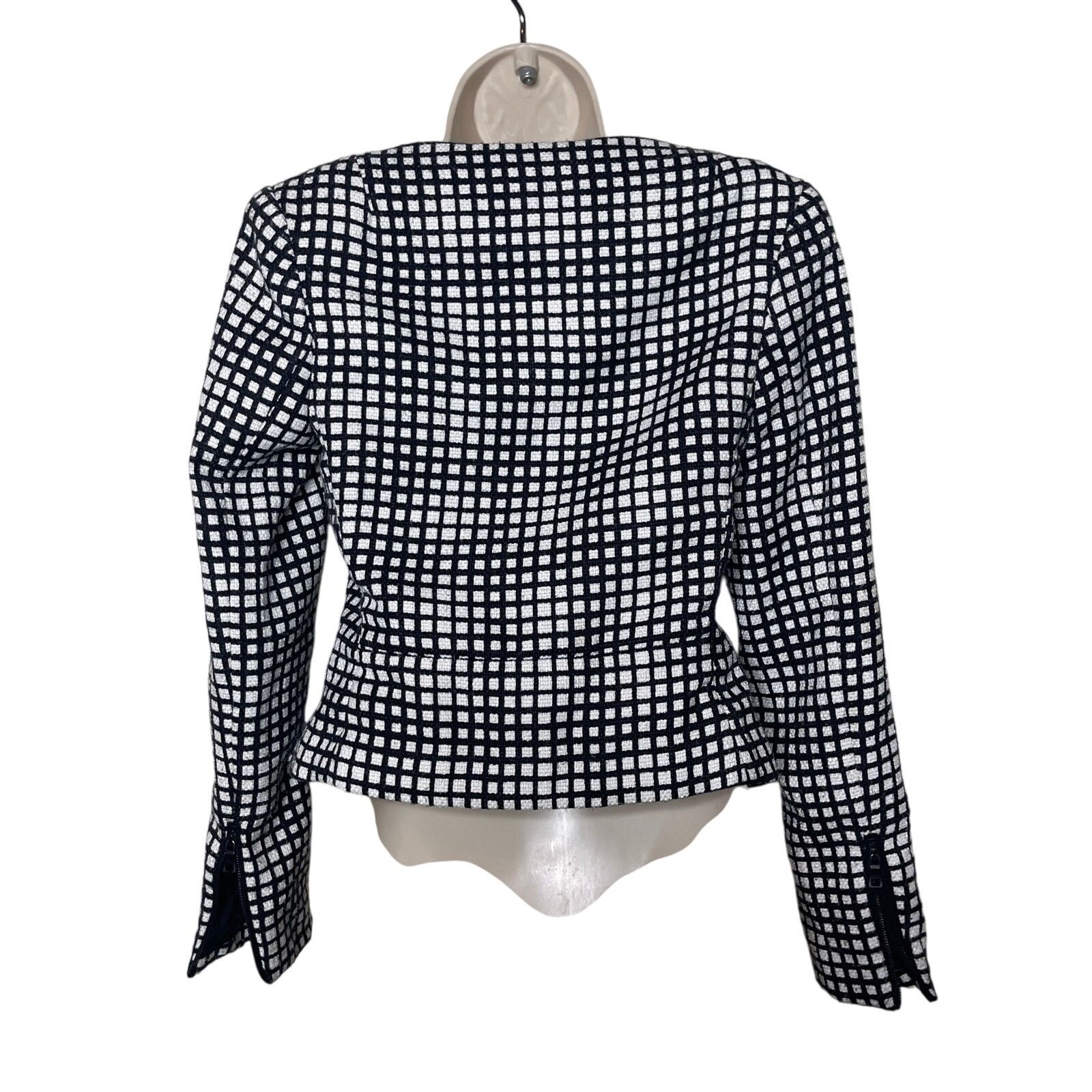 L'AGENCE L'AGENCE Black and White Checkered Grid Jacket Sz 0 Size XS / US 0-2 / IT 36-38 - 4 Thumbnail