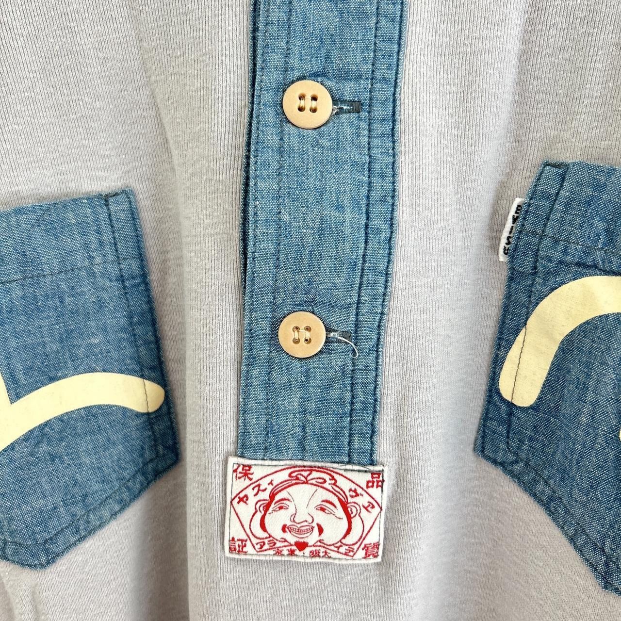 Evisu Logo Sweatshirt w/ Chambray Denim Detailing Vintage Size L / US 10 / IT 46 - 4 Thumbnail