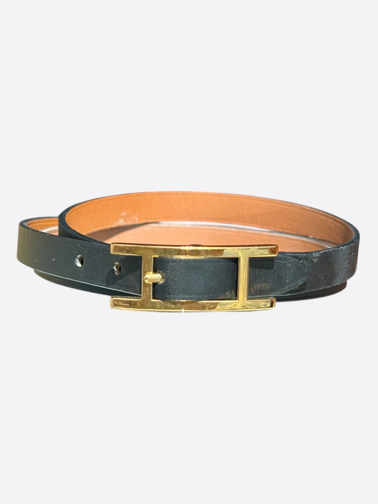 Hermes Black Swift & Gold Hardware Behapi Double Tour Bracelet Size ONE SIZE - 1 Thumbnail