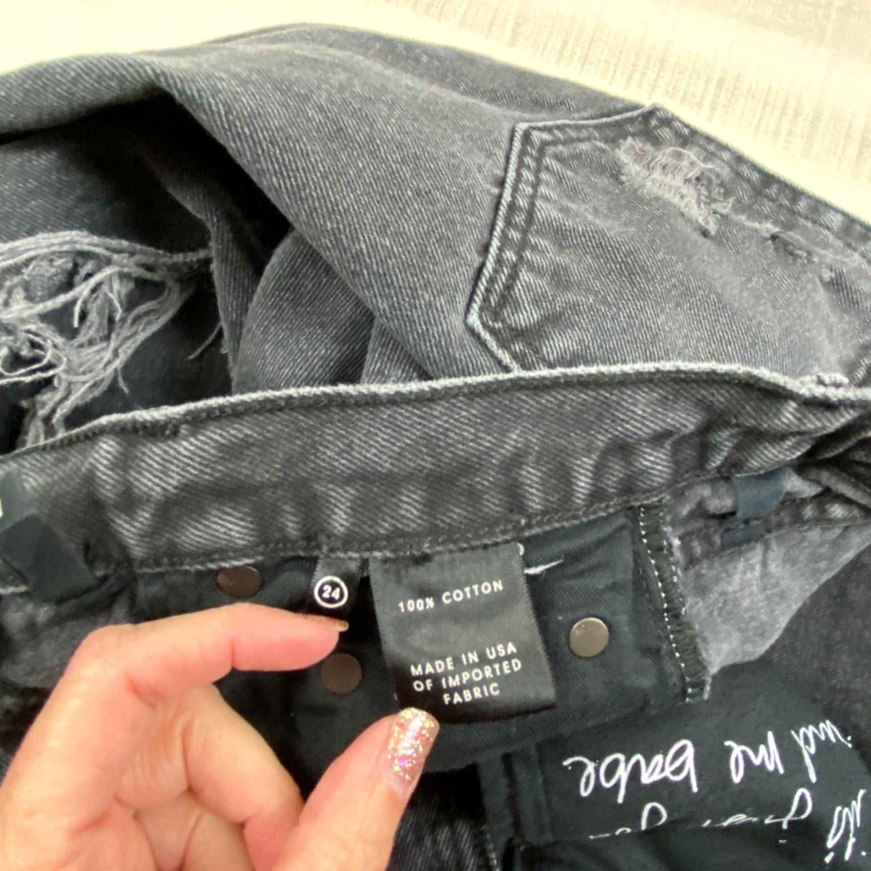 GRLFRND Grlfrnd Womens Black Distressed Skinny Jeans 24 High Waist Size 42" / US 20 - 5 Thumbnail