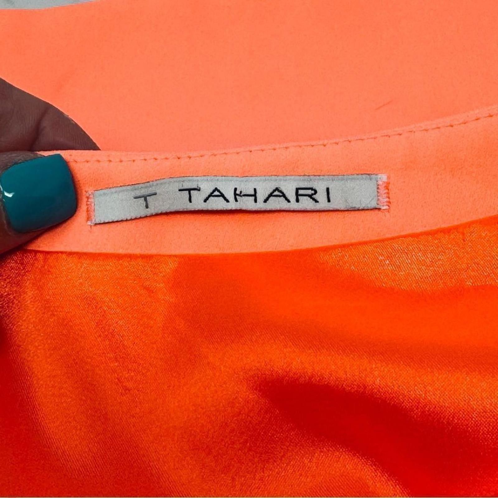 Designer Tahari. Women’s Pastel Orange Ruffle Midi Dress. Size 8. Size M / US 6-8 / IT 42-44 - 9 Thumbnail
