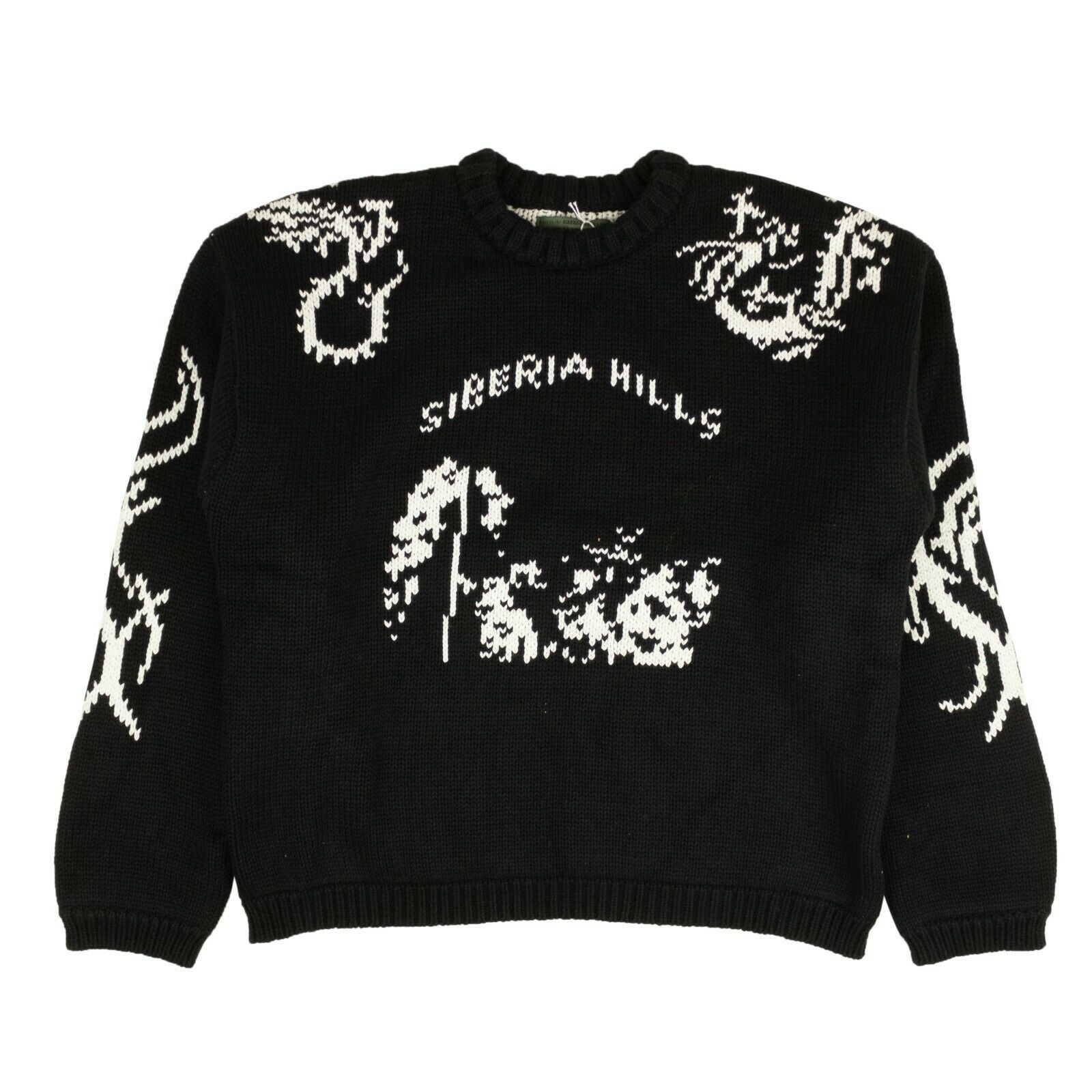 image of Siberia Hills Black Heavy Tribal Knit Sweater Size Xl, Men's