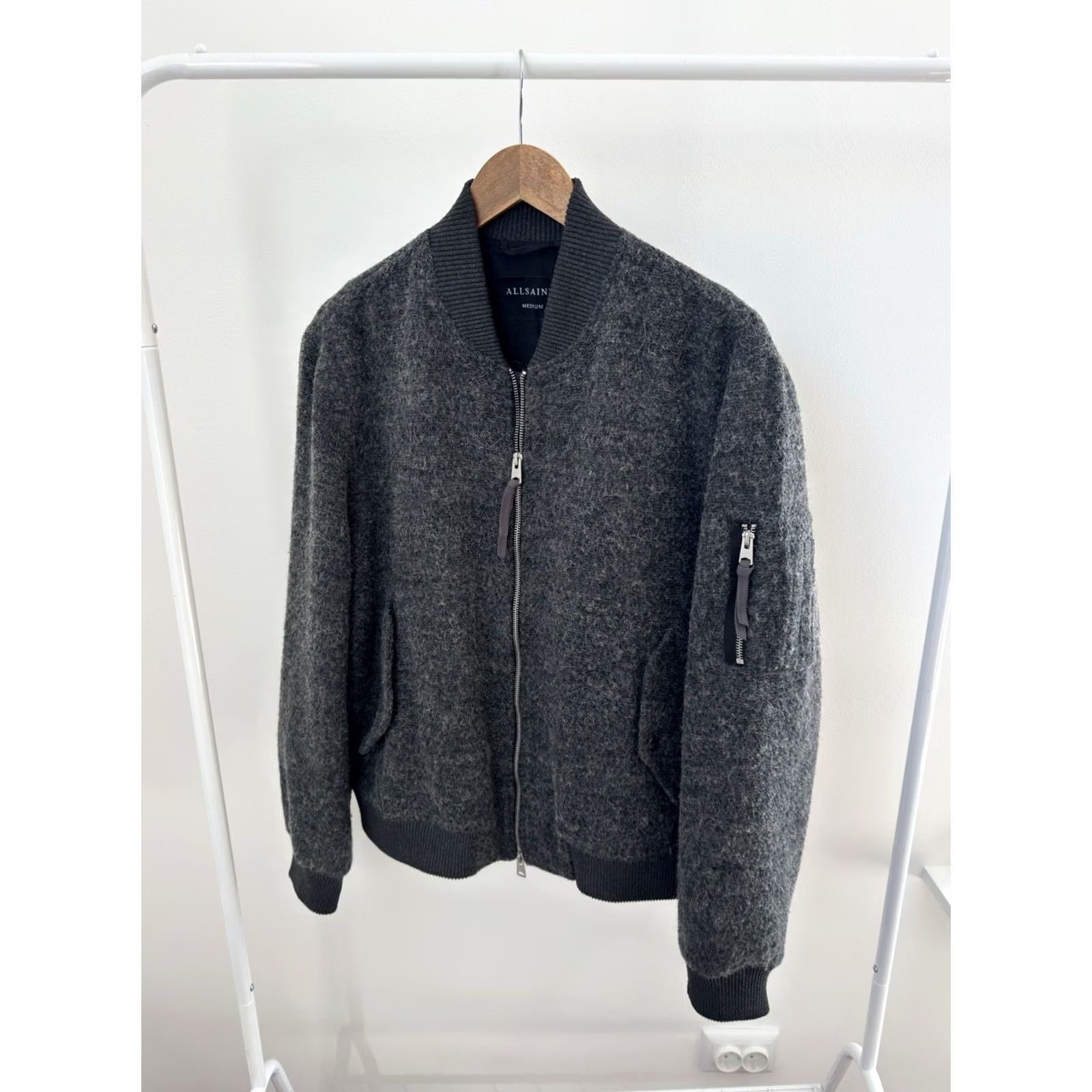 Allsaints VINTAGE AllSaints Wool Bomber Jacket Gray M Men Size US M / EU 48-50 / 2 - 2 Thumbnail