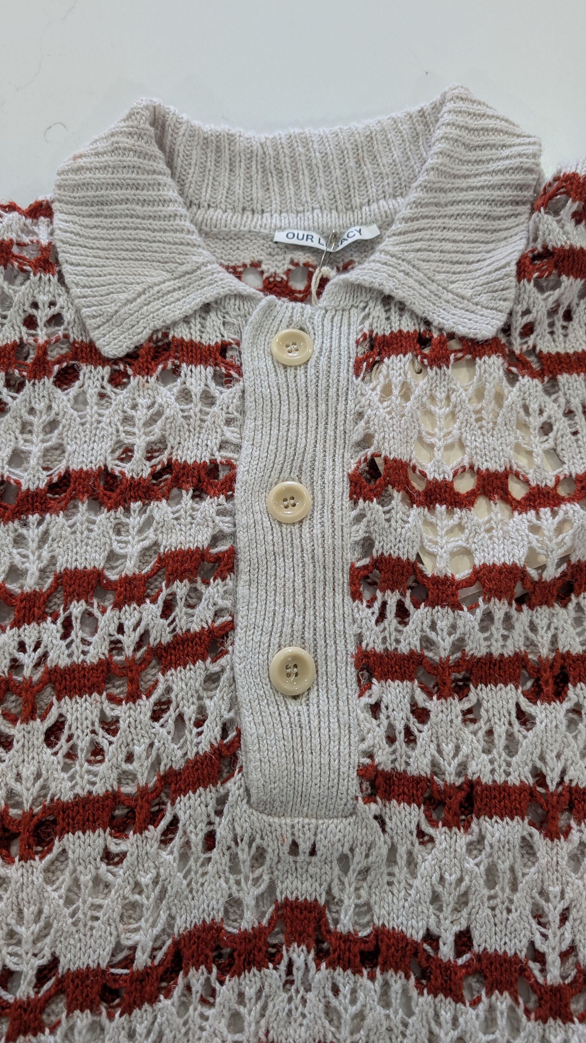 Our Legacy OUR LEGACY Big Piquet Polo Zig Zag Stripe Hemp Lyocell 52 Size US L / EU 52-54 / 3 - 5 Thumbnail