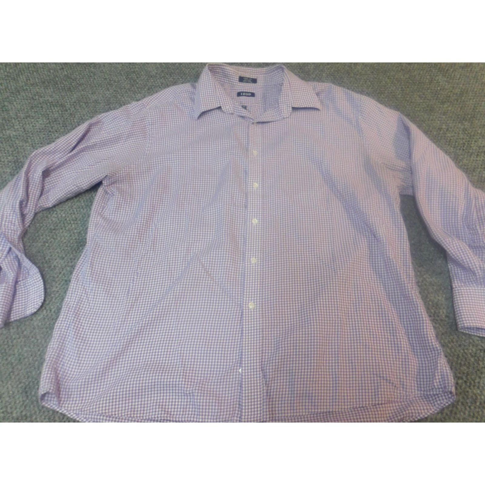 Izod IZOD Shirt Mens Regular Fit 17.5 Purple Plaid Button-Down Dress Shirt Size US XXL / EU 58 / 5 - 2 Thumbnail