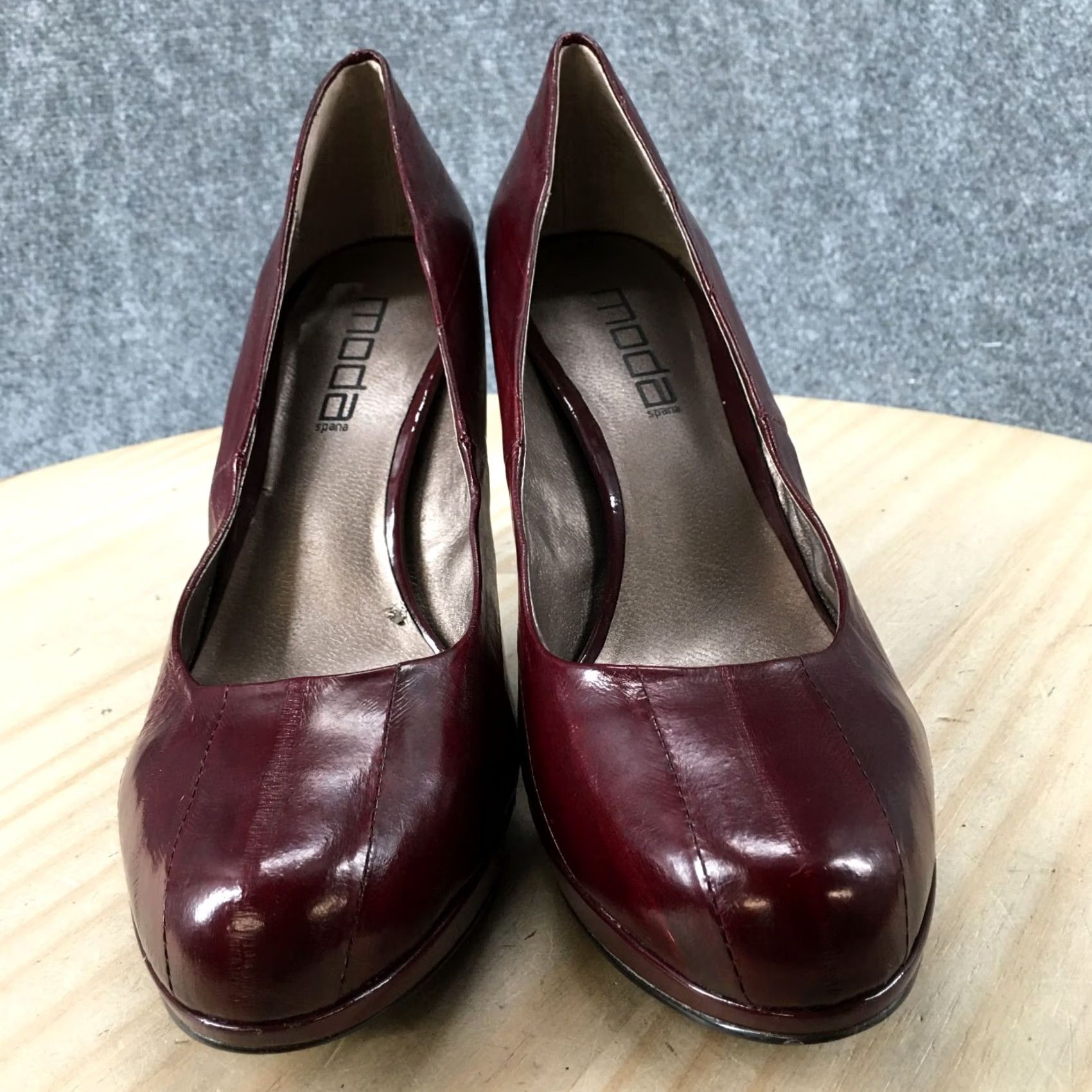 Vintage Moda Spana Womens 10 M Dress Pump High Heels Slip On Red Faux Leather Shoe Size L / US 10 / IT 46 - 7 Thumbnail