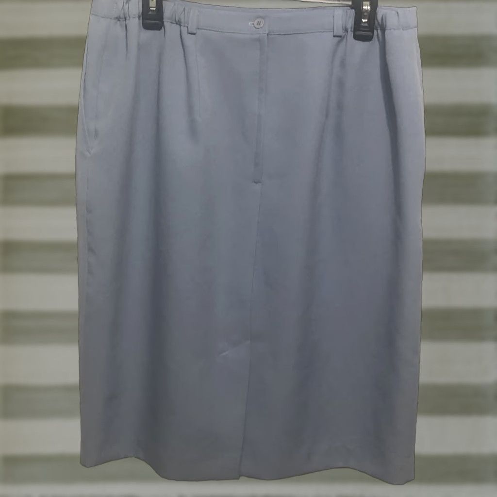 Vintage Liz Baker Skirt Knee Length 36"W Blue Pockets Sz 18 Office, Career, Preppy, Workwear, Middle Aged Womens Size 40" / US 18 - 1 Thumbnail