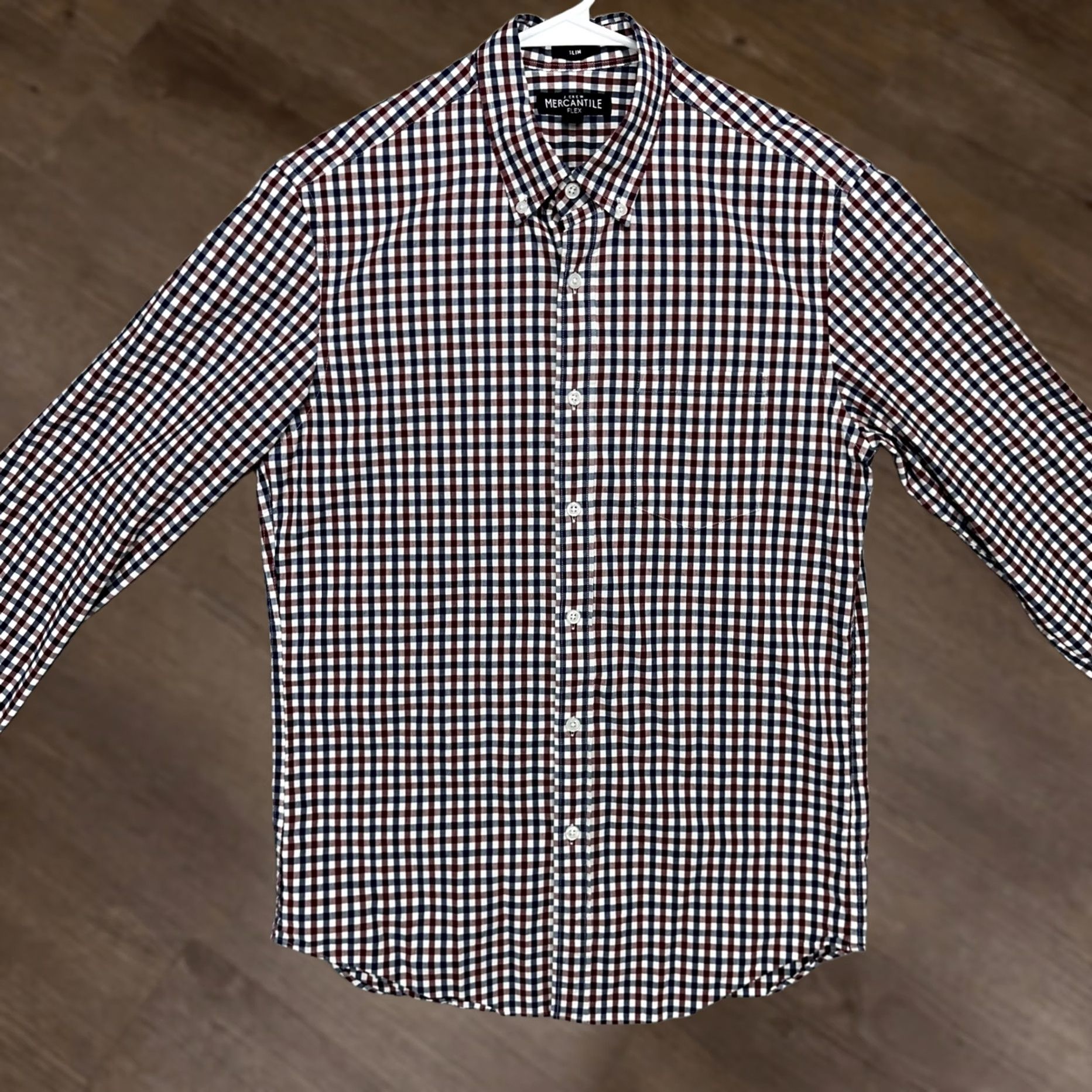 J.Crew J.CREW MERCANTILE Flex Mens Button Down Shirt Medium Blue Red Plaid Slim Fit Size US M / EU 48-50 / 2 - 1 Thumbnail