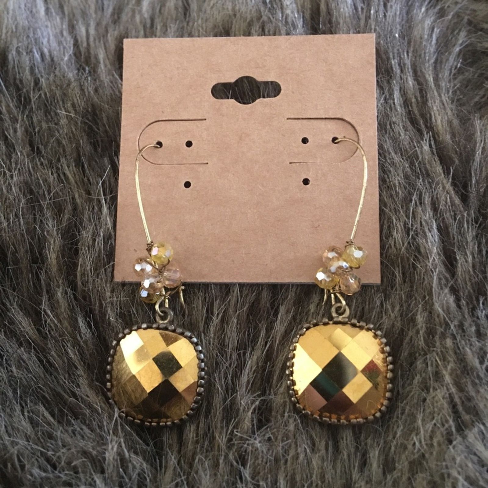 Vintage Vintage repurpose faceted gold glass ear wires Size ONE SIZE - 2 Thumbnail