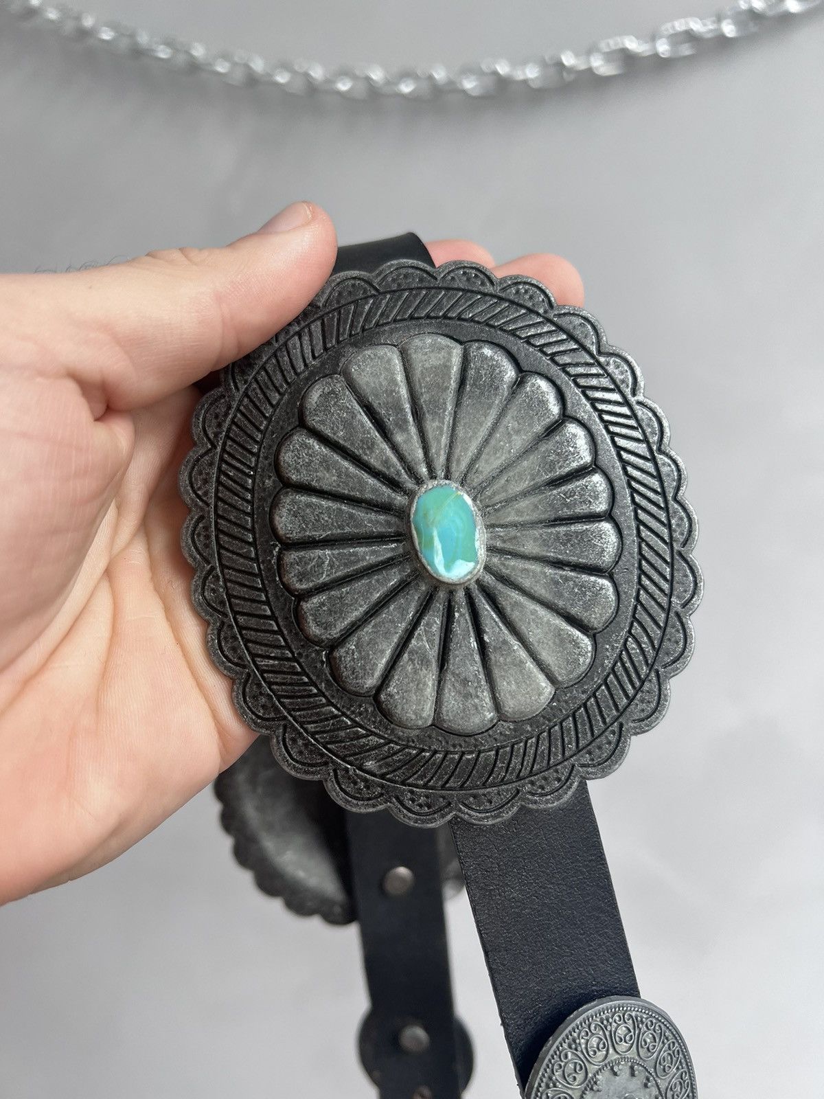Hysteric Glamour × Vintage ARCHIVE Y2K distressed metal LEATHER BELT RICK OWENS STYLE Size ONE SIZE - 8 Thumbnail