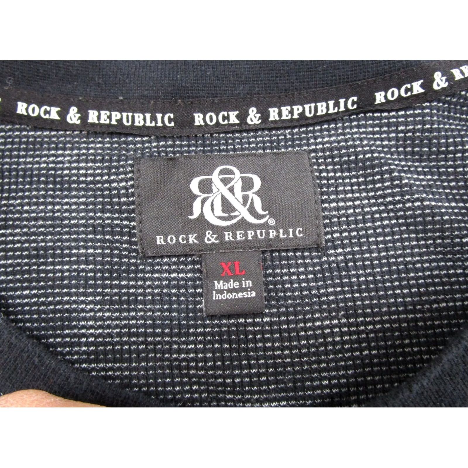 Vintage Rock & Republic Henley Shirt Mens XL Gray Long Sleeve Button Pocket Tee Size US XL / EU 56 / 4 - 2 Thumbnail