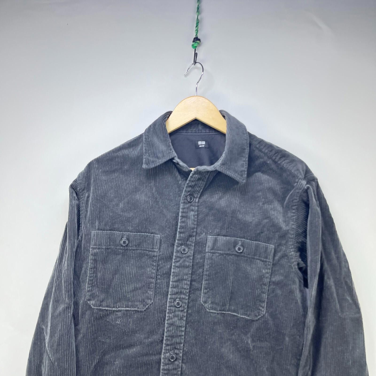 Uniqlo Uniqlo Corduroy Button Up Shirt XS Dark Gray Longsleeve Size US XS / EU 42 / 0 - 2 Thumbnail