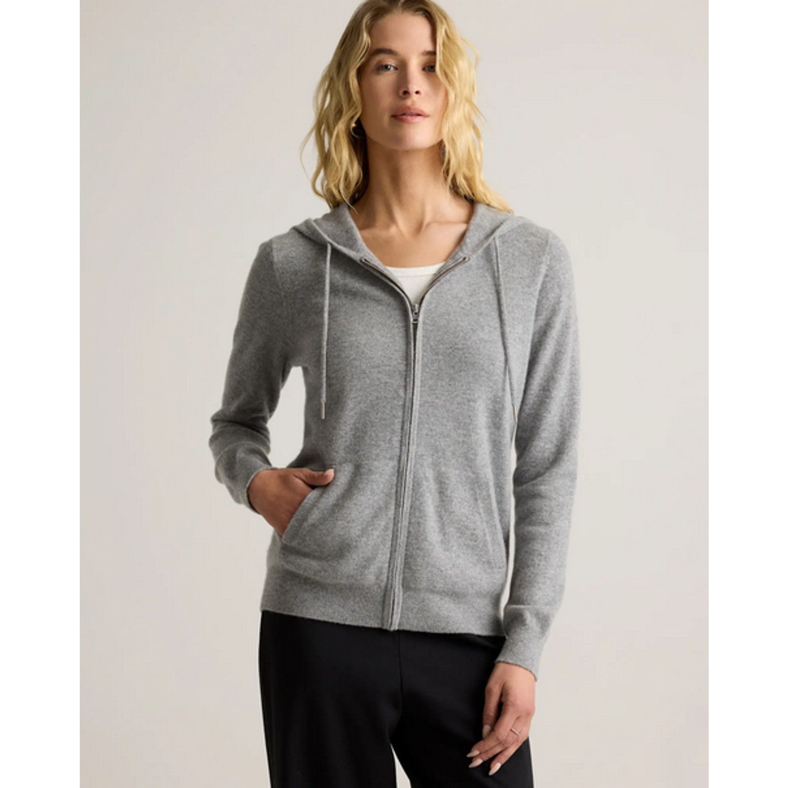 Quince Quince Women Mongolian Cashmere Full-Zip Hoodie Grey XS NWT Size XS / US 0-2 / IT 36-38 - 1 Thumbnail