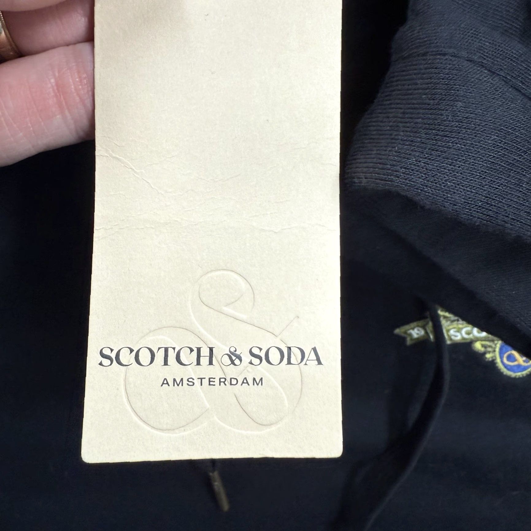 Scotch & Soda Scotch & Soda Relaxed Fit Hoodie Men Medium Black Long Sleeve Fleece Embroidered Logo Pullover Size US M / EU 48-50 / 2 - 4 Thumbnail