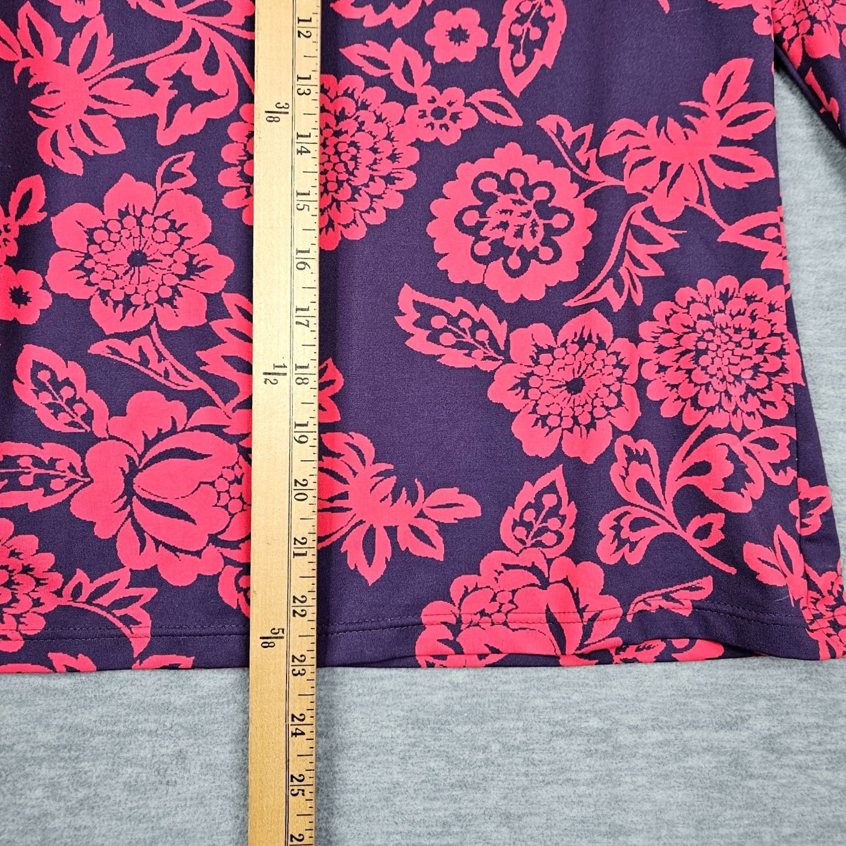 Saint James Saint-James T-Shirt Floral 3/4 Sleeve Red Womens Size 10 Regular Shirt Knit Tee - All Seasons Size L / US 10 / IT 46 - 6 Thumbnail