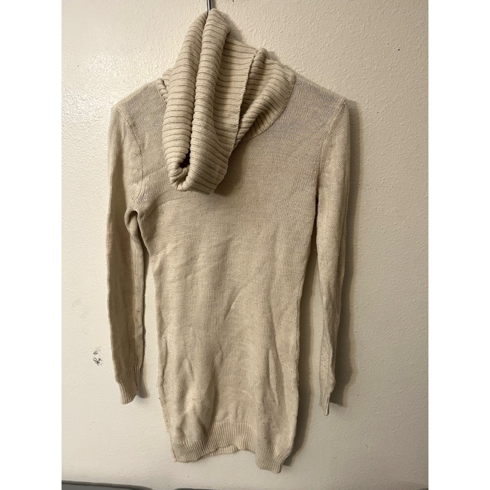H&M H&M Basic Turtle Neck Pullover Beige Cotton Blend Sweater Dress Women's Size XS Size XS / US 0-2 / IT 36-38 - 2 Thumbnail