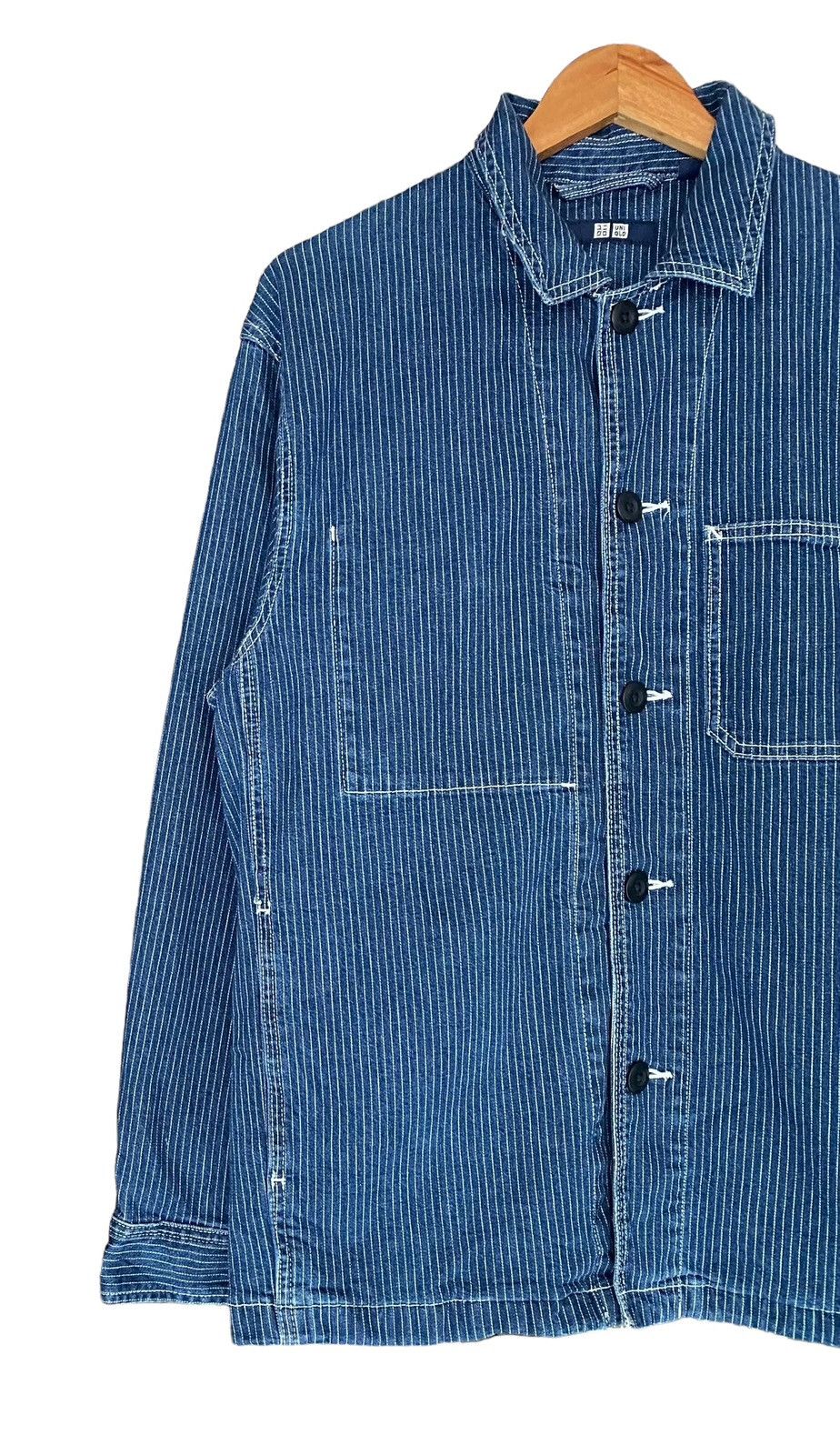 Uniqlo Rare UNIQLO Wabash Stripes Chore Denim Jacket sz M Size US M / EU 48-50 / 2 - 3 Thumbnail
