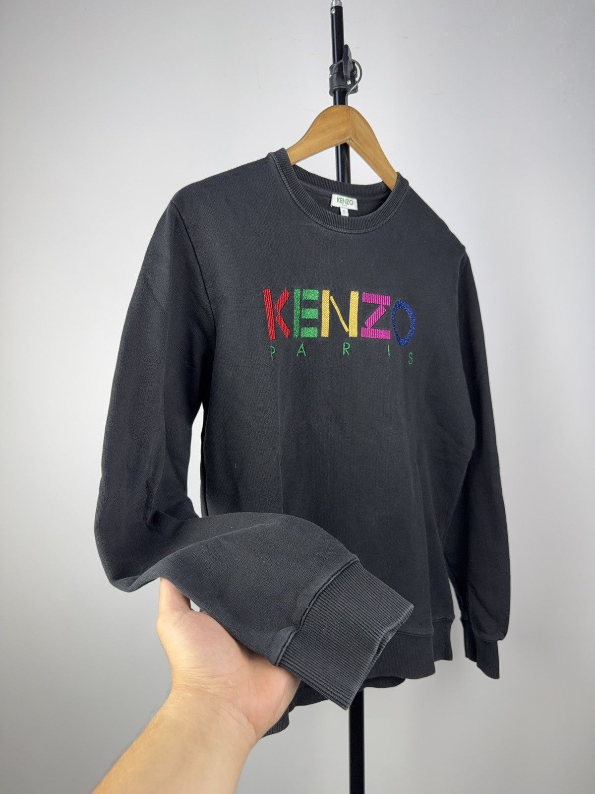 Kenzo Vintage 00s Faded Kenzo Big Logo Luxury Designer sweatshirt Size US S / EU 44-46 / 1 - 5 Thumbnail