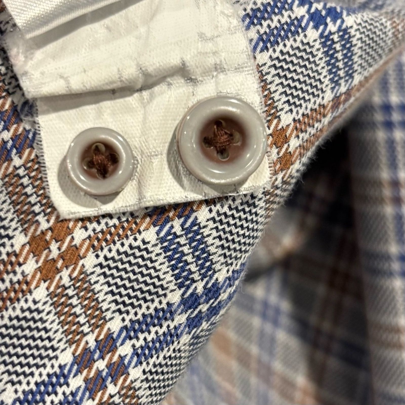 Johnston & Murphy JOHNSTON & MURPHY Blue and Brown Button Down Shirt, Size L Size US L / EU 52-54 / 3 - 11 Thumbnail