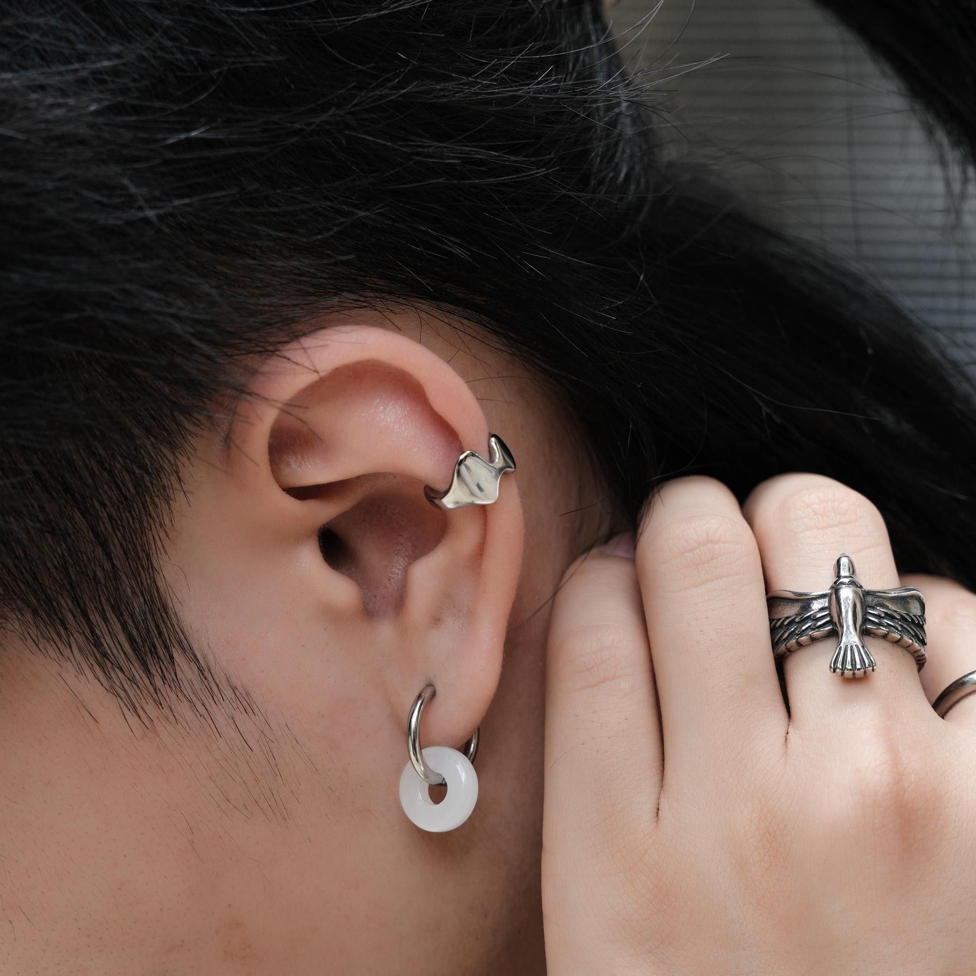 Jewelry Dark Earrings One Pairs Chrome Jewelry Size ONE SIZE - 2 Thumbnail
