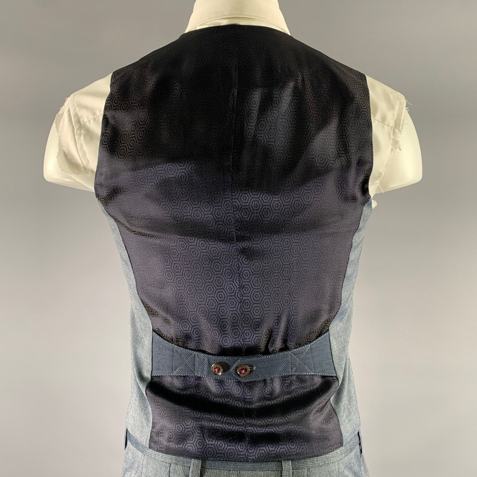 Ted Baker TED BAKER Navy Grey Nailhead Viscose Polyester Blend Suit Size 36R - 7 Thumbnail