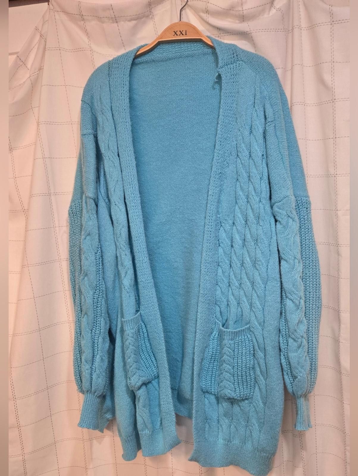 Other Blue Chunky Knit Cardigan Size XXL / US 16-18 / IT 52-54 - 1 Thumbnail