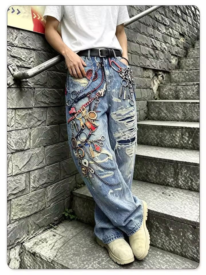 Japanese Brand Flared Punk Jeans Size US 33 - 5 Thumbnail