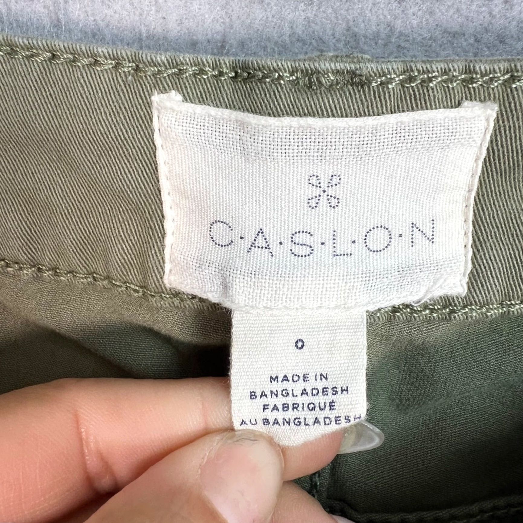 Olive VINTAGE Caslon Womens 0 Olive Green Chino Pants Casual Flat Front Cotton Spandex Size 25" / US 0 / IT 36 - 3 Thumbnail