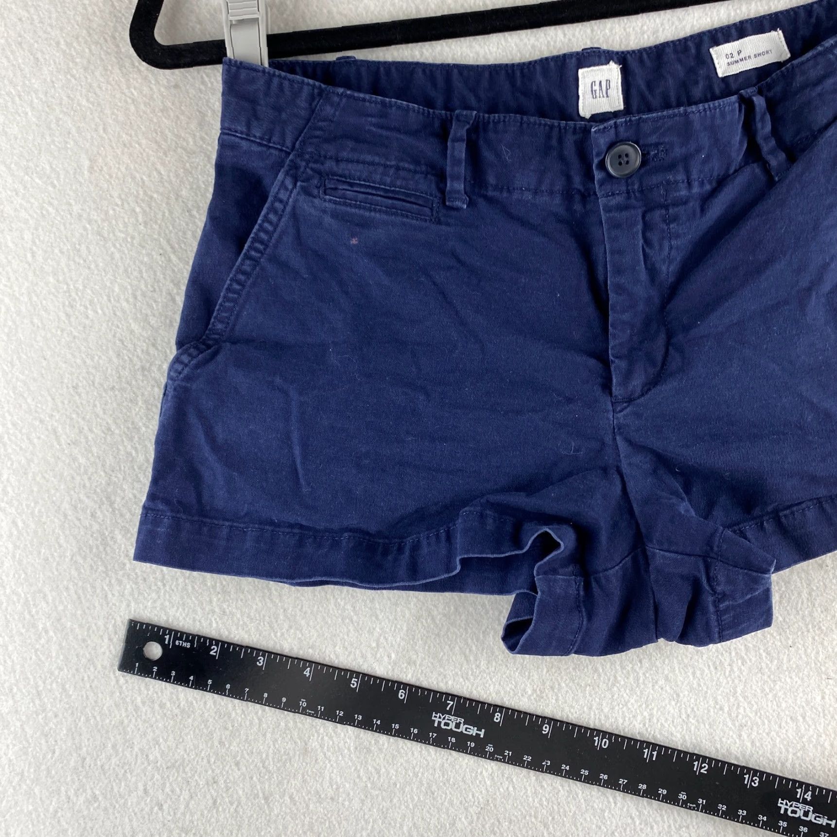 Gap Gap Shorts Womens 02P Blue Chino Shorts Casual Adult Petite 28in Blue Cotton Spandex Pocket Slant Pockets Regular Rise 2in Inseam Summer Autumn Womens Size 26" / US 2 / IT 38 - 6 Thumbnail